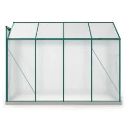 Aluminium växthus med grund 4,75 m² - 190 × 253 cm, inkl. 1 takfönster och skjutdörr, trädgårdsväxthus, tomatväxthus