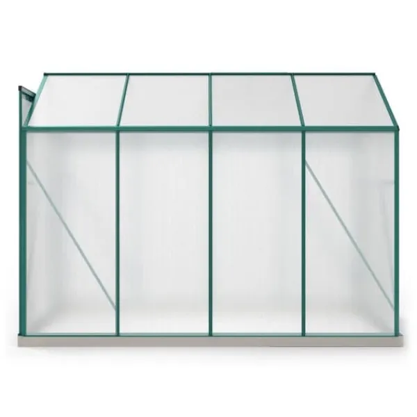 Aluminium växthus med grund 4,75 m² - 190 × 253 cm, inkl. 1 takfönster och skjutdörr, trädgårdsväxthus, tomatväxthus