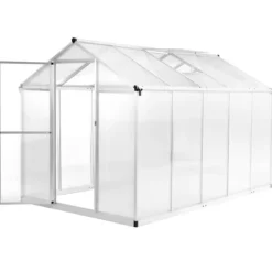 Hot Aluminiumväxthus 302x190x195 cm - Rymligt & UV-beständigt | Färg: Grå | Storlek: 302x190x195 cm Växthus