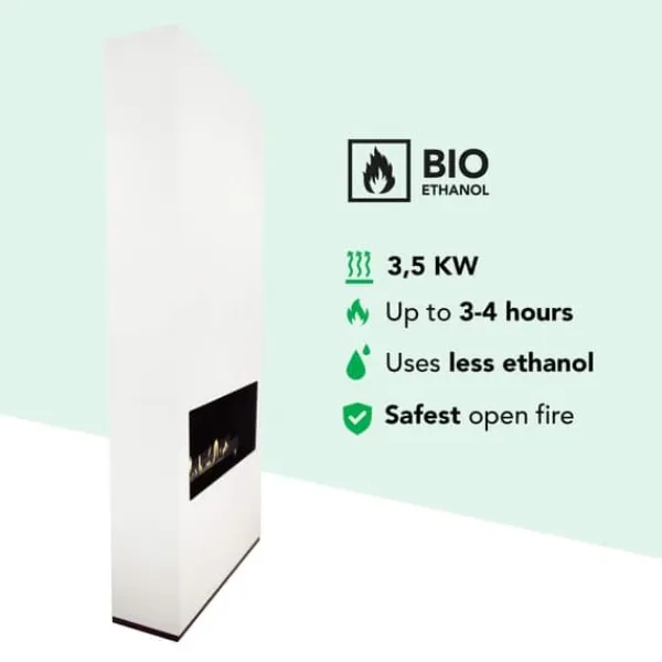 Clearance Ambiance BCW bioetanol öppen spis - Vit - Högt i tak - 3,5 KW värme Öppna Spisar