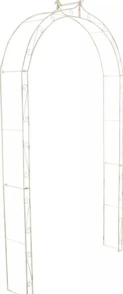 Anna Rose Arch - Rustic Country House Style Garden Arch, Antique Cream Metal, 220cm Passage Height