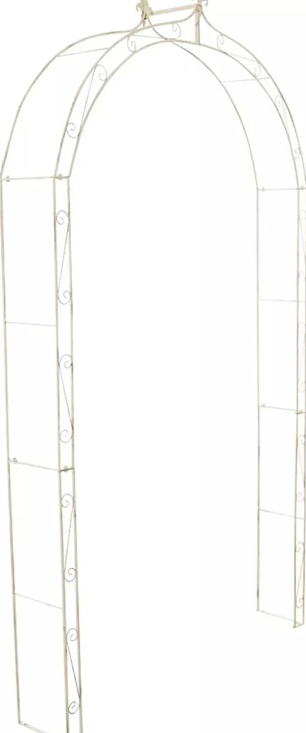 Anna Rose Arch - Rustic Country House Style Garden Arch, Antique Cream Metal, 220cm Passage Height