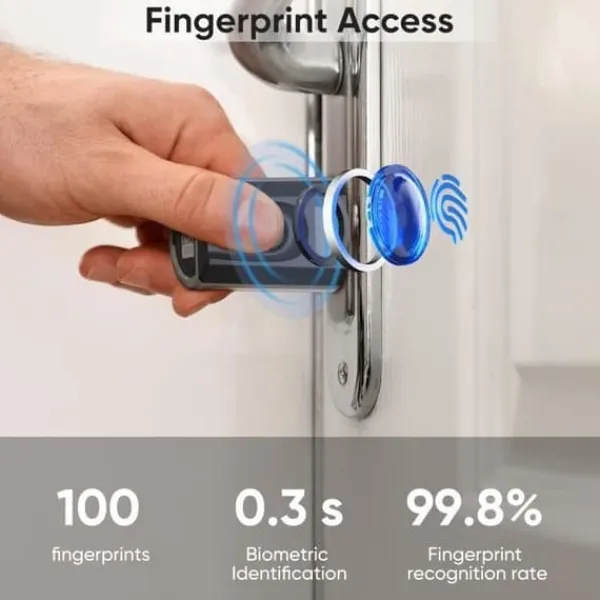 Clearance Ansluten lås dörr ingång - IP65 Fingeravtryckslås med 3 RFID-kort Biometrisk lås Cylinderlängd 40x3 Hemlarmsystem
