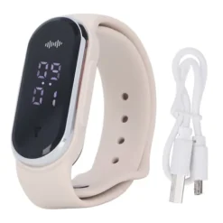 Anti Mosquito Armband Watch Silica Gel USB Uppladdningsbart Ultraljud Myggmedel Armband för Outdoor White