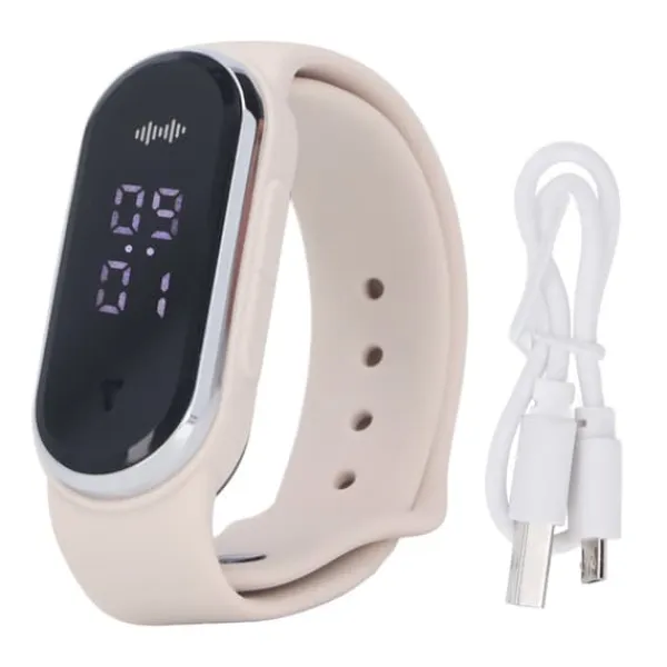 Anti Mosquito Armband Watch Silica Gel USB Uppladdningsbart Ultraljud Myggmedel Armband för Outdoor White