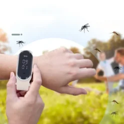 Anti Mosquito Armband Watch Silica Gel USB Uppladdningsbart Ultraljud Myggmedel Armband för Outdoor White