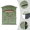 Antik brevlåda - Väggmonterad postlåda - Låsbar - Vintage rustik design - Dekorativ - För utomhus, hem och trädgård - Grön