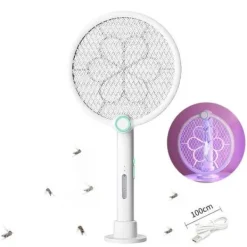 Sale Anti-myggracket, Anti-mygglampa, med laddningsbas mot myggor, flugor, insekter, flygande Flugsmällor