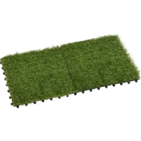 Clearance Artificiell flora - Living Konstgräsplattor 11 st grön 30x30 cm Trädgårdsprydnader