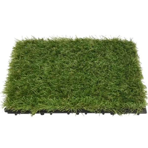 Clearance Artificiell flora - Living Konstgräsplattor 11 st grön 30x30 cm Trädgårdsprydnader