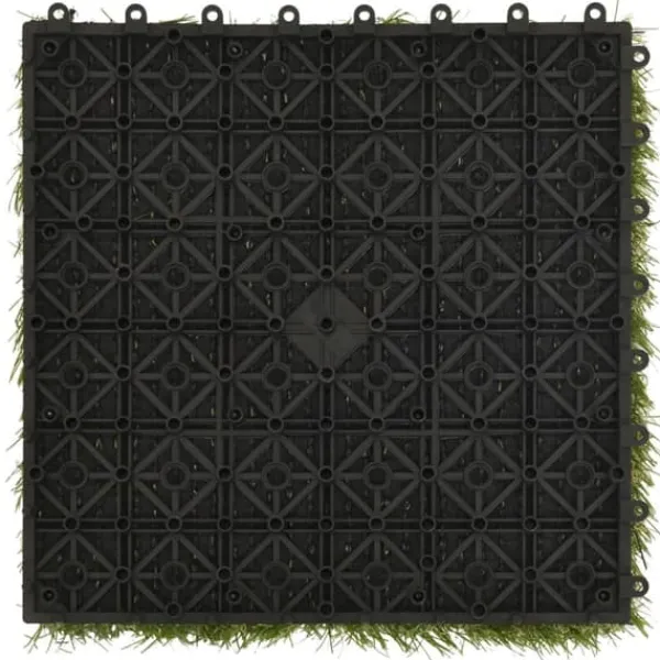Clearance Artificiell flora - Living Konstgräsplattor 11 st grön 30x30 cm Trädgårdsprydnader