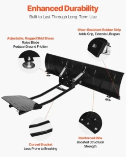 ATV/UTV snöblad - Snöplogssats med universalfäste - Bredd 152 cm - Höjd- och sidjusterbart - Snabbfäste - Stålblad - Tre monteringsalternativ