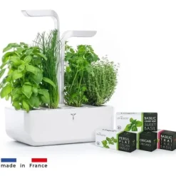 Automatisk kruka - ÄKTA - KLASSISK - Vit - 45 cm x 33 cm - 4 såddar Kit För Växt- & Örtplantering