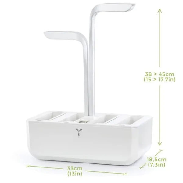 Automatisk kruka - ÄKTA - KLASSISK - Vit - 45 cm x 33 cm - 4 såddar Kit För Växt- & Örtplantering
