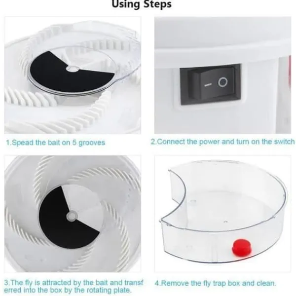 Automatisk spinning mute Elektrisk flugfälla enhet med fångstmat USB-kabel-CY Jes13173