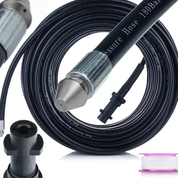 Sale Avloppsrensarslang 20m med 1+3 Munstycke – Teflontejp | 160 Bar | Kompatibel med Kärcher K2, K4, K5 Trädgårdsmaskiner