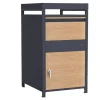 AXI Louis Metall Paketbrevlåda antracit/trälook med planteringslåda | Paketlåda för flera paket | Brevlåda med lås | 68 x 80 x 124 cm