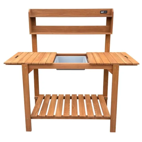 AXI Planteringsbord med skjutbar bänkskiva, Brun | Trädgårdsarbetsbord FSC 100% hemlock trä - Praktiskt planteringsbord med förvaring för