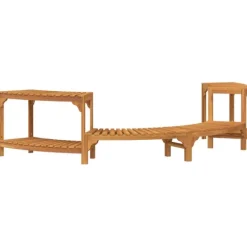 vidaXL Badsurrund halvrund Brun 252 x 112 x 55,5 cm Massivt Akaciaträ