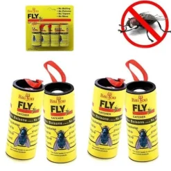 Baiou® 4 attraktiva flugband Rullar flugfångare fångar flygande flugor, myggor och insekter