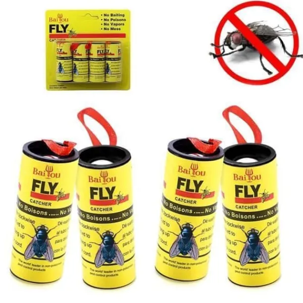 Baiou® 4 attraktiva flugband Rullar flugfångare fångar flygande flugor, myggor och insekter