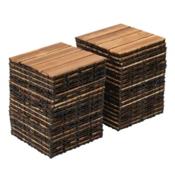 Balkong- och trallplattor i trä - Klickgolv 30×30 cm, 36-pack - Halkskydd - Vattentåliga - Inne/ute - Brun Trädgårdsprydnader