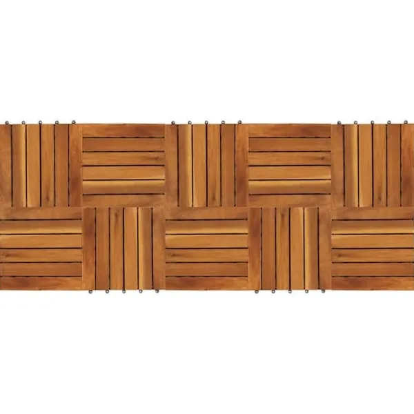 Balkongplattor i akaciaträ 10-pack - Väderbeständiga & halkfria | Storlek: 30x30 cm