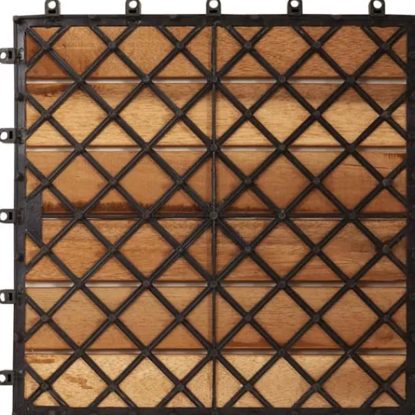 Balkongplattor i akaciaträ 10-pack - Väderbeständiga & halkfria | Storlek: 30x30 cm