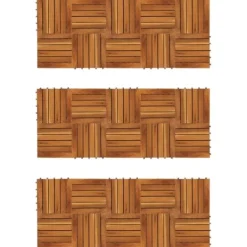 Discount Balkongplattor med vertikal design - 30 st i akaciaträ | Färg: Natur | Storlek: 30x30 cm Trädgårdsprydnader