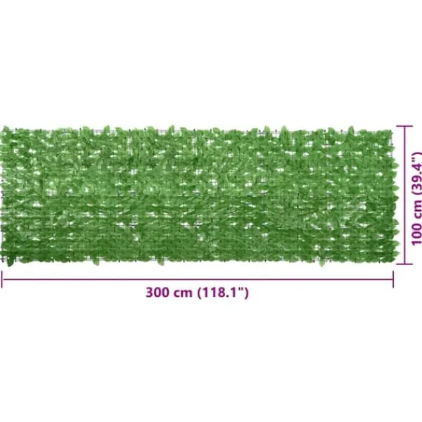 Balkongskärm med gröna blad - Integritet och mysig atmosfär | Storlek: 300x100 cm