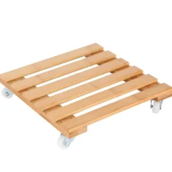 New Bambu Flyttbar Krukväxt Blomhylla Förvaringsställ Bricka med Hjul för Utomhusträdgård Växtställ