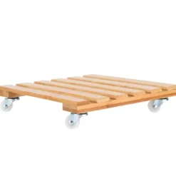 New Bambu Flyttbar Krukväxt Blomhylla Förvaringsställ Bricka med Hjul för Utomhusträdgård Växtställ