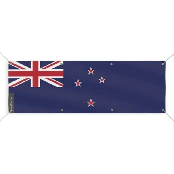 Banderoll Flagga - Nya Zeeland - 150x450 cm - Polyester - 8 Öljett - Digitaltryck