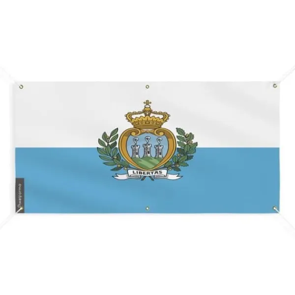 Online Banner Flag of San Marino 6 öljetter 50x100cm i polyester Flaggor & Vindstrutar