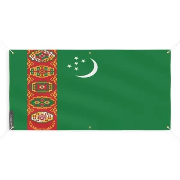 Outlet Banner Flagga för Turkmenistan 6 öljetter 200x400cm i polyester Flaggor & Vindstrutar