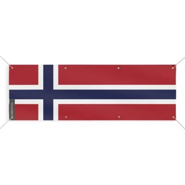 Best Banner Svalbards och Jan Mayens flagga 8 öljetter 170x510 cm Flaggor & Vindstrutar
