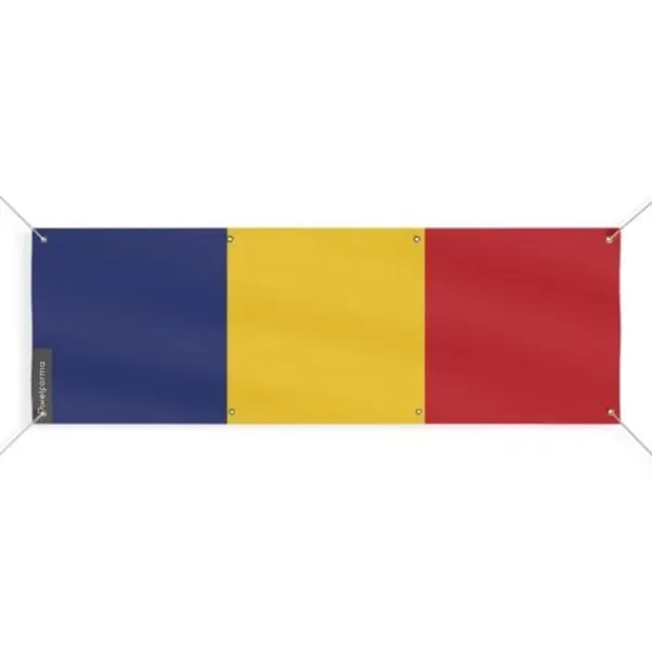 Online Bannern Flagga - Rumänien - 120x360 cm - Polyester - 8 Ögla - Digitaltryck Flaggor & Vindstrutar