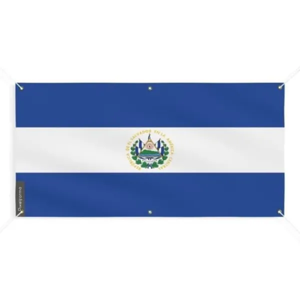 Bannern Flagga från El Salvador - PIXELFORMA - 120x240cm - Hållbar polyester - 6 förstärkta öglor