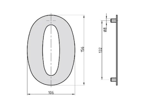 BASI HN 160, Dekorativ siffra, Stål, Antracit, 106 mm, 156 mm, 212 g