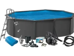 Basic Pool Oval 490 x 360 x 120 cm, Anthracite Grey 15.900 L