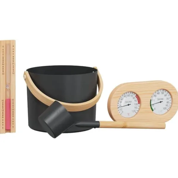 Online Bastubucket-set 4 pcs Svart 8.5 x 8 x 4.5 cm Aluminium Bastu
