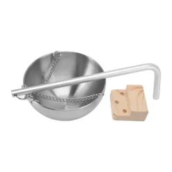 Bastukopp i rostfritt stål, hängande aromaterapioljakopp med träkloss för basturum, storlek 12 cm Bastu