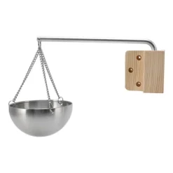 Bastukopp i rostfritt stål, hängande aromaterapioljakopp med träkloss för basturum, storlek 12 cm Bastu