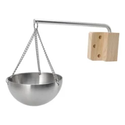 Bastukopp i rostfritt stål, hängande aromaterapioljakopp med träkloss för basturum, storlek 12 cm Bastu