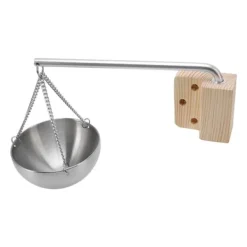 Bastukopp i rostfritt stål, hängande aromaterapioljakopp med träkloss för basturum, storlek 12 cm Bastu