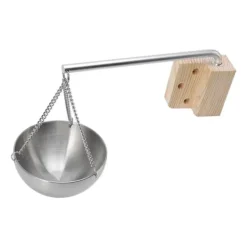 Bastukopp i rostfritt stål, hängande aromaterapioljakopp med träkloss för basturum, storlek 12 cm Bastu