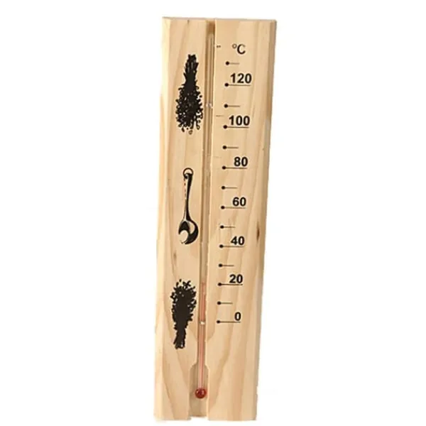 Bastutermometer RENTO i trä med vätskegradering