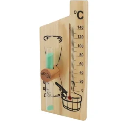 Bastutermometer Timglas 15 Minuter Sand Timer Golden Wood 0 till 140 Celsius Grad Temperaturmätare Väggfäste Bastutillbehör