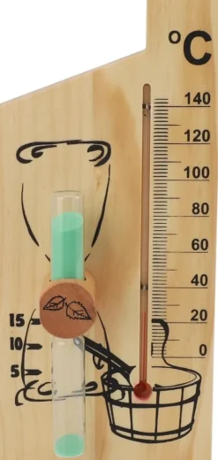 Discount Bastutermometer, timglas, ångbadsbastutermometer och hygrometer, ljus träram, dubbelmätare, väggfäste, inomhusbruk, solid Bastu