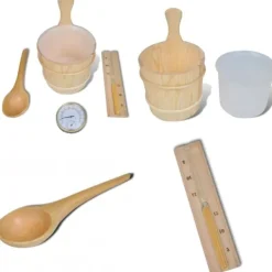 Bastutillbehör 5 delar hink sked timglas termo/hygrometer - Bastu - Basta - Home & Living